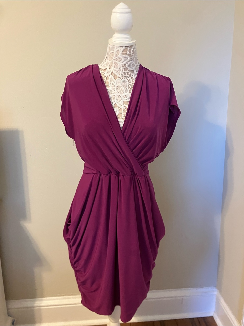 Deep Plum Wrap-Style Women's Dress